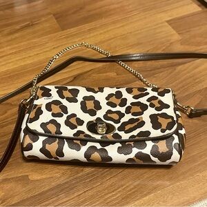 Coach Leopard Print Crossbody Bag - Brown/White/Black